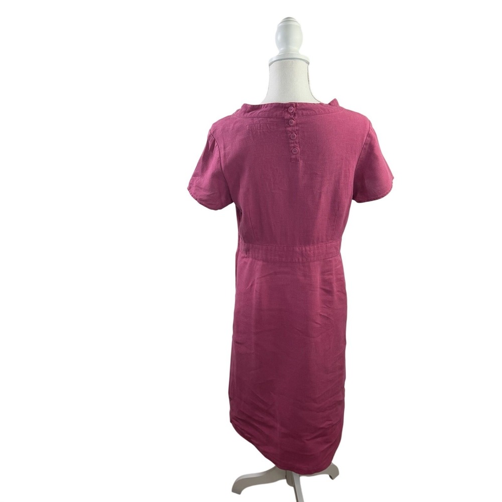 Seasalt Cornwall Coach House 100% Linen‎ Raspberry Short Sleeve Dress US 6 UK10 - Picture 2 of 10